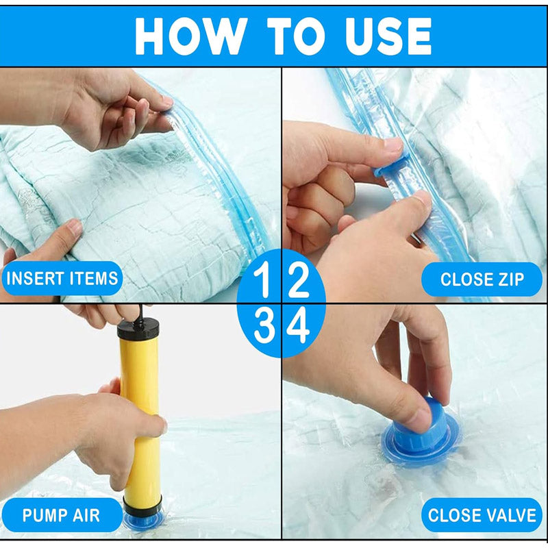Vacuum Storage 5 Pcs Sealed Bags With Hand Pump