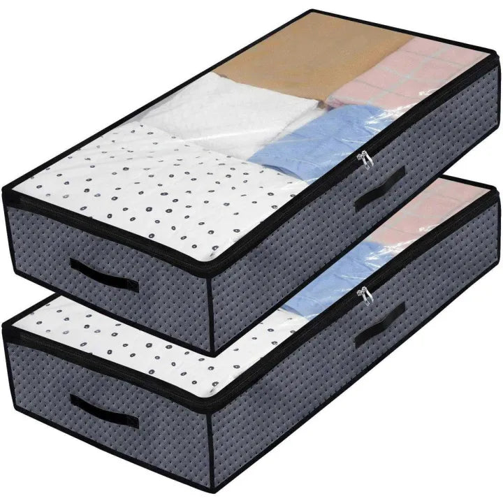 Pack of 2 -Underbed Storage Bag Home Storage Organizer Under The Bed Organizer Fits for Kids Men & Women Clothes /Shoes