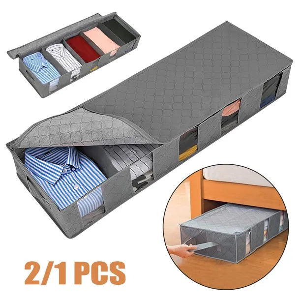 Pack of 2 -Underbed Storage Bag Home Storage Organizer Under The Bed Organizer Fits for Kids Men & Women Clothes /Shoes