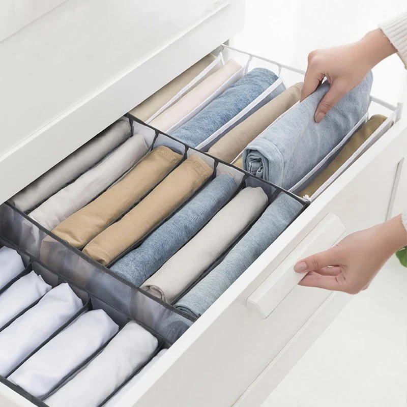 7 Compartments Pants Shirts Storage Clothes Box