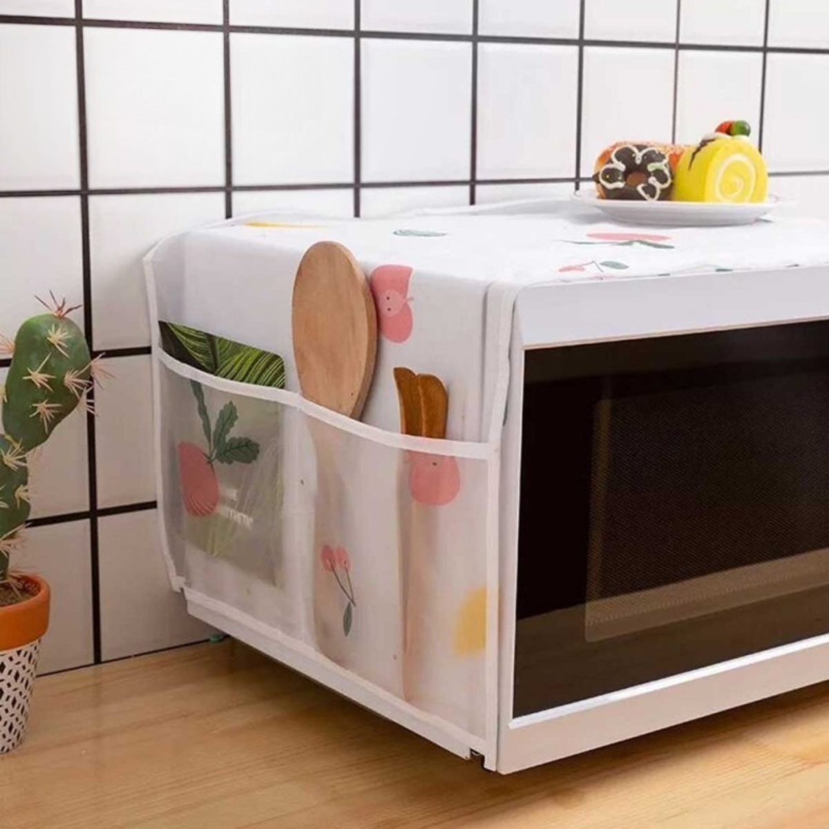 Microwave Dust Safe Cover with Pockets